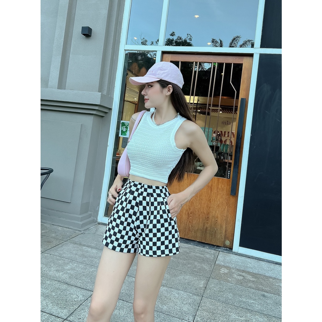 Set áo ba lỗ + quần Caro phong cách HQ trẻ trung DS21