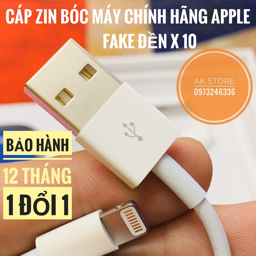 Cáp sạc iphone bóc máy chính hãng Apple - Bảo hành 12 tháng