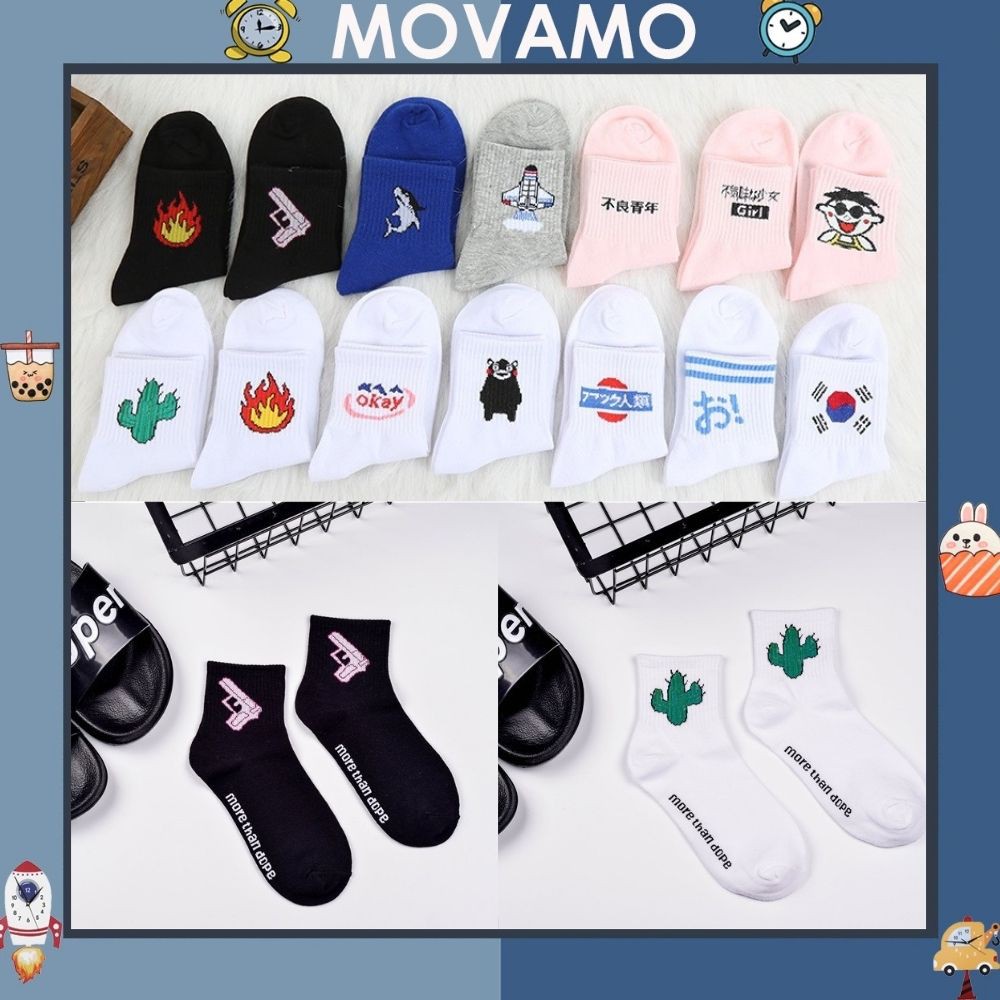 Set 10 Đôi Tất Cổ Cao In Hình Hàn Quốc MT01 More Than Dope