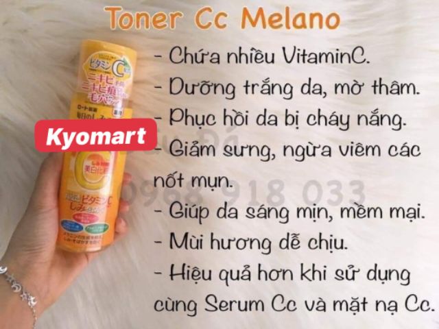 Nước hoa hồng CC Melano Rohto sáng da mờ thâm nám tàn nhang 170ml