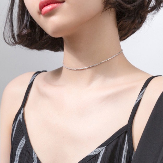 Dây Chuyền Bạc Nữ MIRASON Choker Basic Ôm Sát Tôn Dáng Cổ MDC053 MIRASON - Vồng Cổ Choker Nữ Bạc 925 Cao Cấp