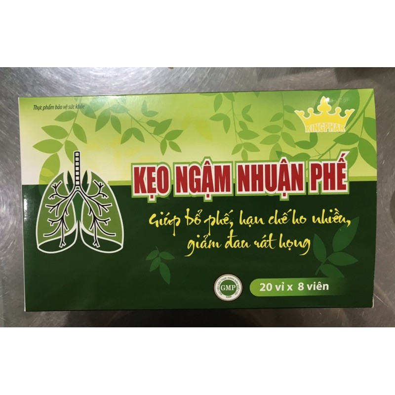 KẸO NGẬM HO NHUẬN PHẾ Kingphar - vỉ 8 viên - giúp bổ phế tiêu đờm, làm ấm đường hô hấp.