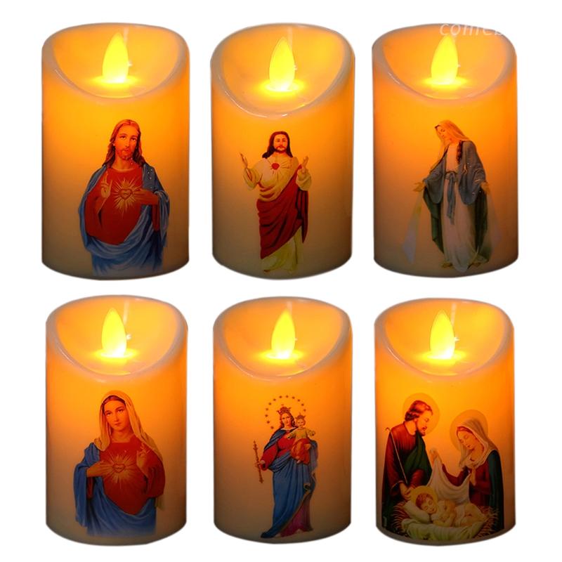 Đèn led nến hình chúa jesus không có lửa chạy bằng pin sáng tạo lãng mạn
