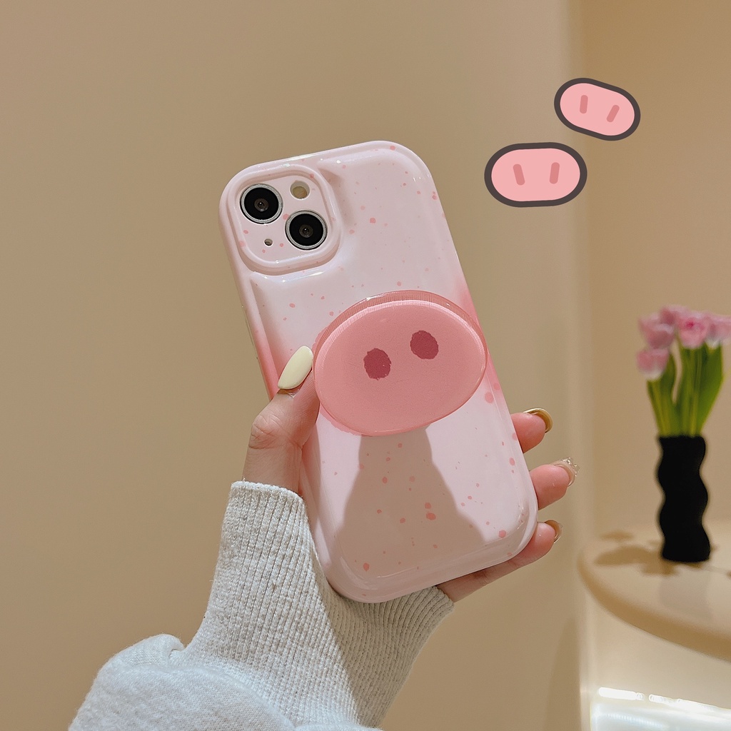 Ốp Điện Thoại Có Giá Đỡ Hình Chú Heo Cho Iphone 12 pro max 13 13 pro max11 pro max xs max xr x