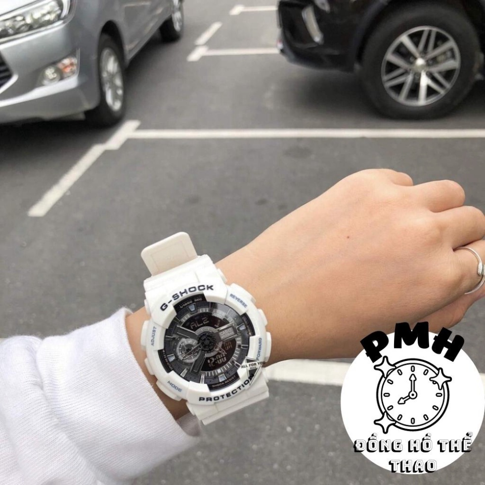 Đồng hồ đeo tay nam nữ, Đồng hồ unisex thể thao GA110 màu trắng đen 55mm × 51,2mm × 17,4mm - Hàng nhập khẩu