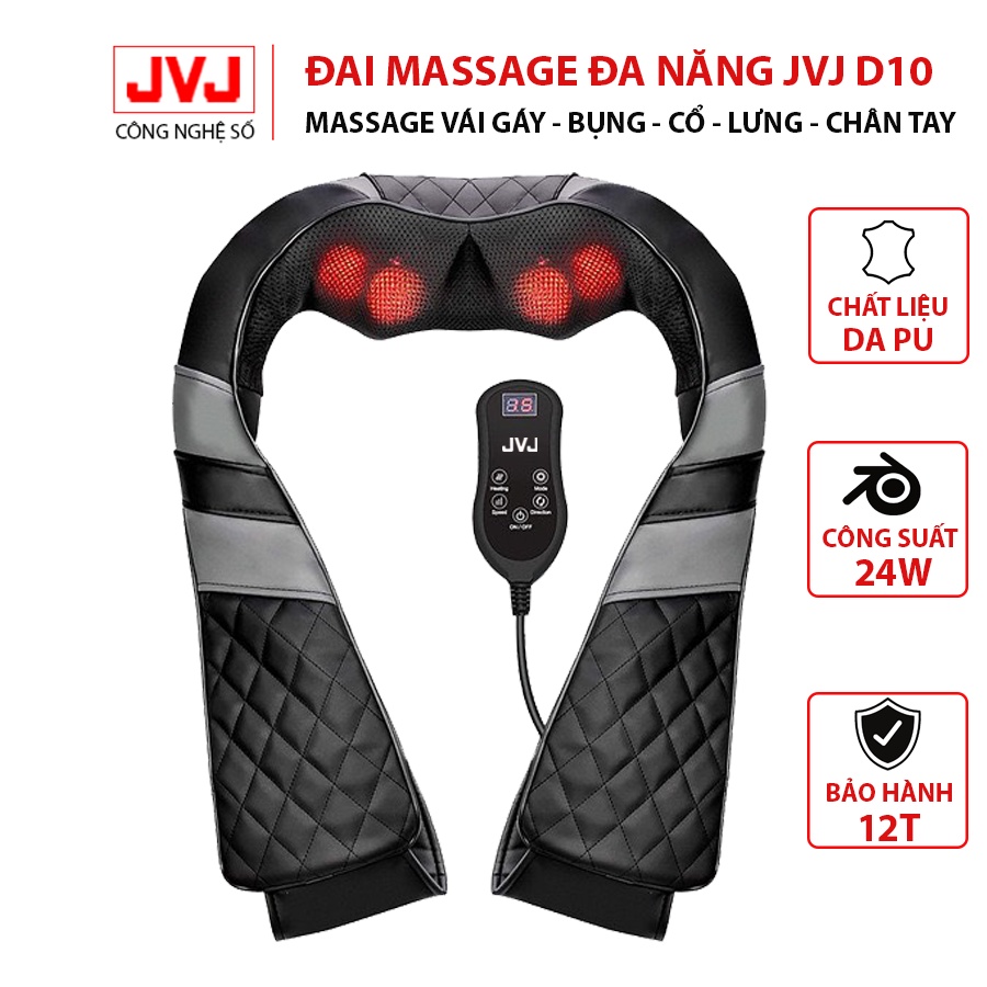 Đai massage cổ vai gáy hồng ngoại JVJ D10 3 chế độ massage hỗ trợ giảm đau vai gáy, bụng,cổ,lưng eo,tay chân- BH 12T