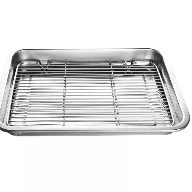 Khay Nướng Bánh Bằng Thép Không Gỉ 25.8cm X 16cmx1,5cm | BigBuy360 - bigbuy360.vn