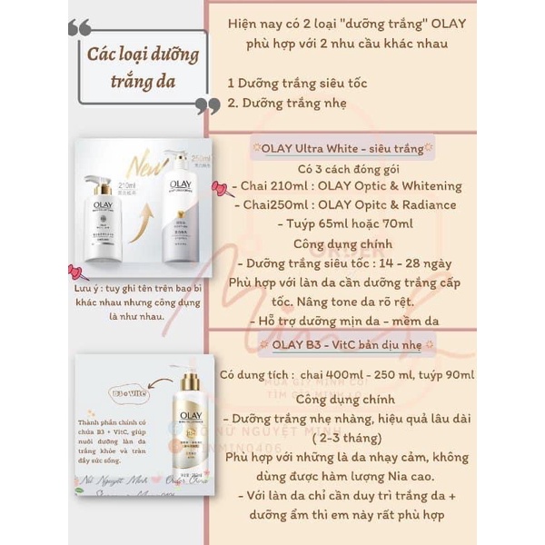 Dưỡng thể OLay B3 Retinol/ White/ B5  trắng da, chống lão hóa, dưỡng ẩm