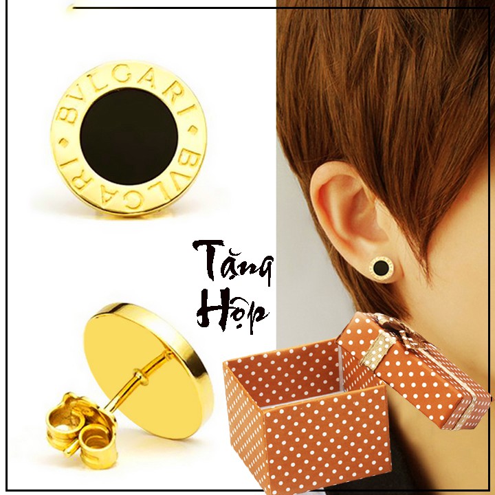 Bông tai titan cẩm xà cừ màu vàng siêu đẹp, bền màu - Tặng hộp đựng xinh xắn