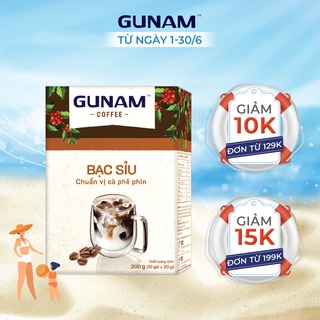 Cà phê hòa tan GUNAM bạc sỉu thơm béo (hộp 10 gói x 20g)