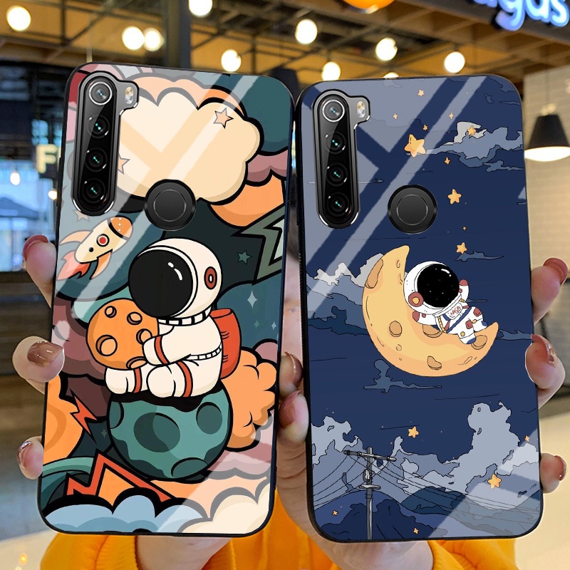 Ốp Lưng XIAOMI REDMI NOTE 8 Ốp kính bóng cao cấp Phi Hành Gia
