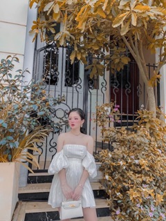 Đầm xoè cup trễ vai
