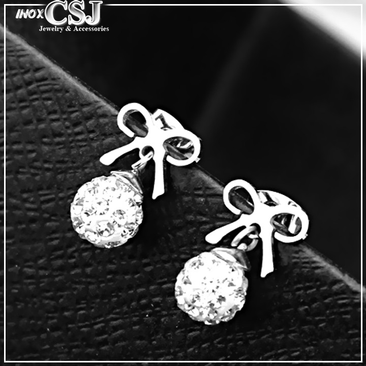 Bông tai (hoa tai) hình nơ gắn trái châu cực xinh