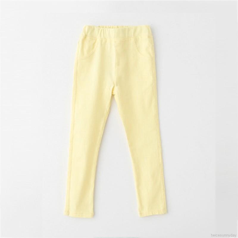 Quần jeans dài co dãn màu sắc tươi sáng cho bé gái