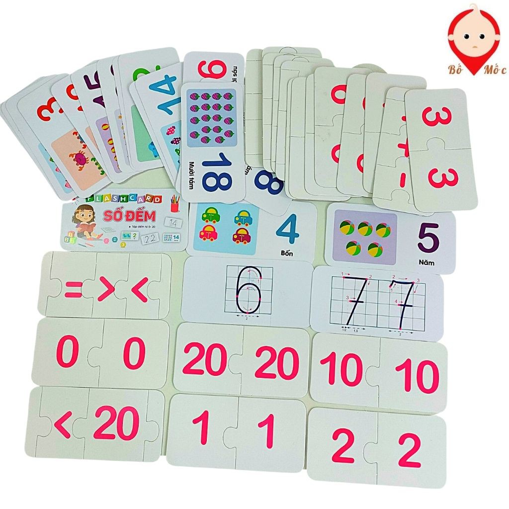 Bộ Thẻ FlashCard Toán Học Cho Bé Tư Duy Làm Quen Các Con Số Và Phép Tính | Shop Bố Mốc