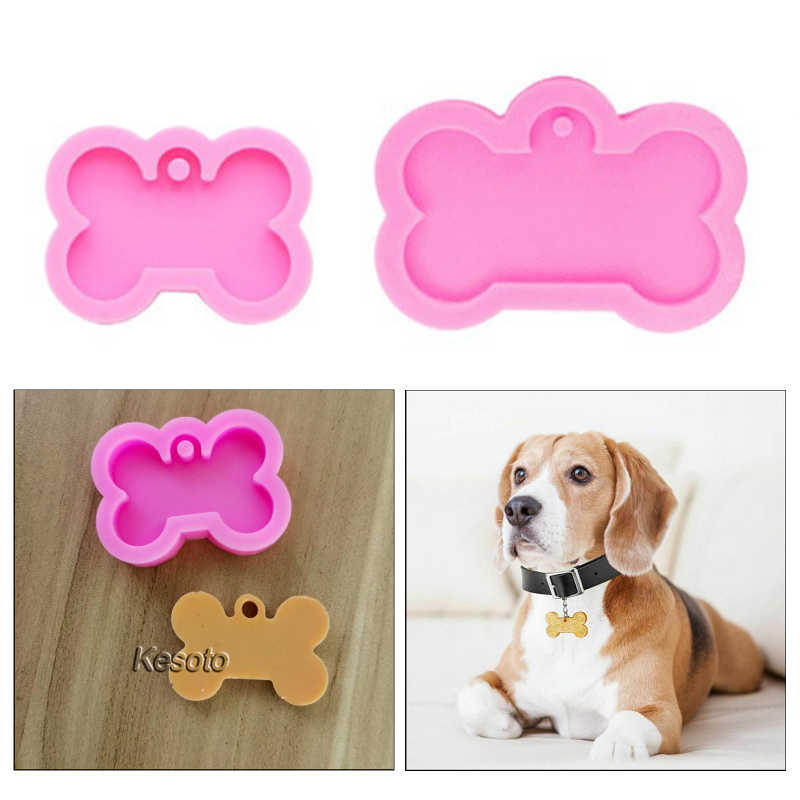 [KESOTO]DIY Bone Shape Dog Tag Casting Mold Keychain Making Silicone Resin Moulds