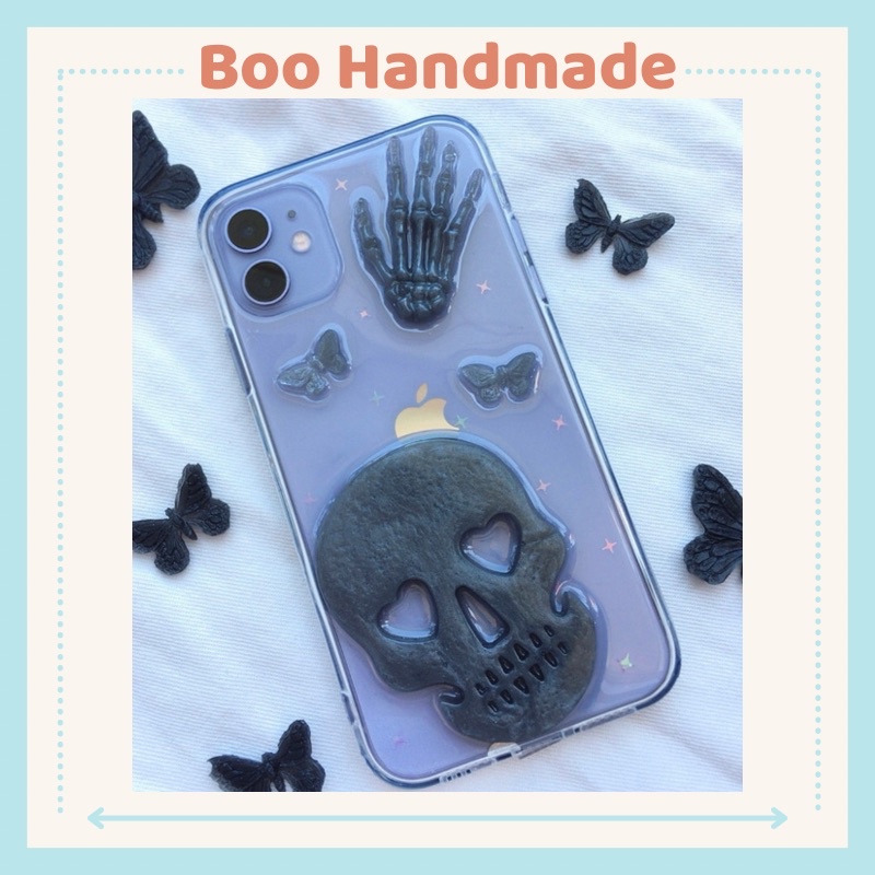Ốp lưng đầu lâu handmade cho iphone samsang oppo vivo huawei xiaomi redmi đáng yêu cool ngầu làm theo yêu cầu