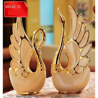 Cặp thiên nga gốm sứ mạ vàng mã số 73