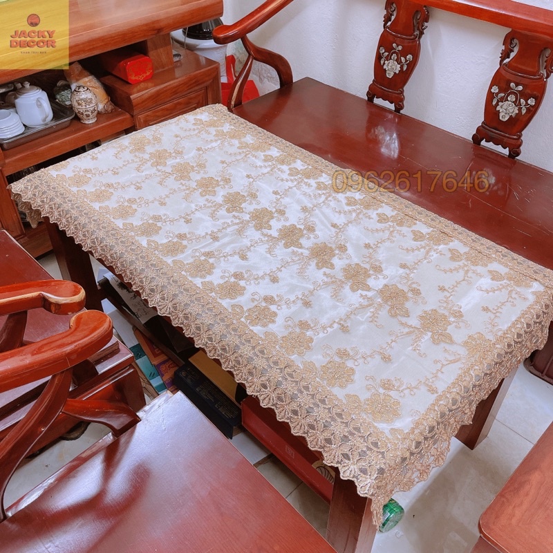 [ĐÁM CƯỚI] Khăn trải bàn ren vải móc dùng cho đám cưới 50x110cm; 60x120cm phong cách Châu Âu - Hàng đẹp