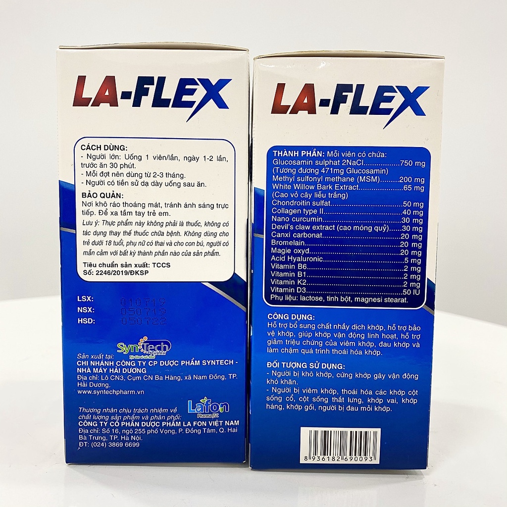 Viên Uống Hỗ Trợ Xương Khớp La-Flex hộp 60 viên giúp giảm viêm đau khớp hiệu quả Hàng Chính Hãng Công Ty