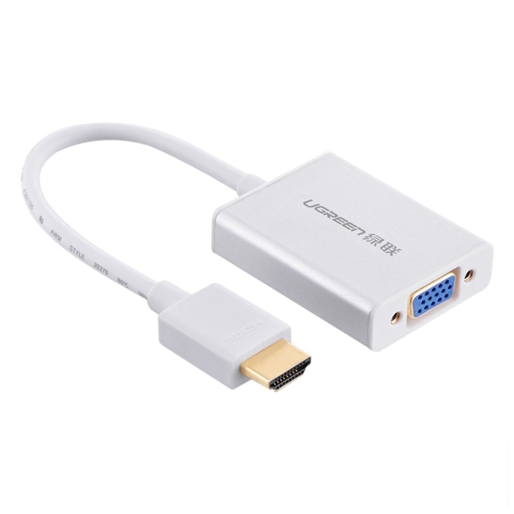 [Mã ELFLASH5 giảm 20K đơn 50K] Dây cáp chuyển HDMI sang VGA có Audio UGREEN 40212 (Màu trắng)