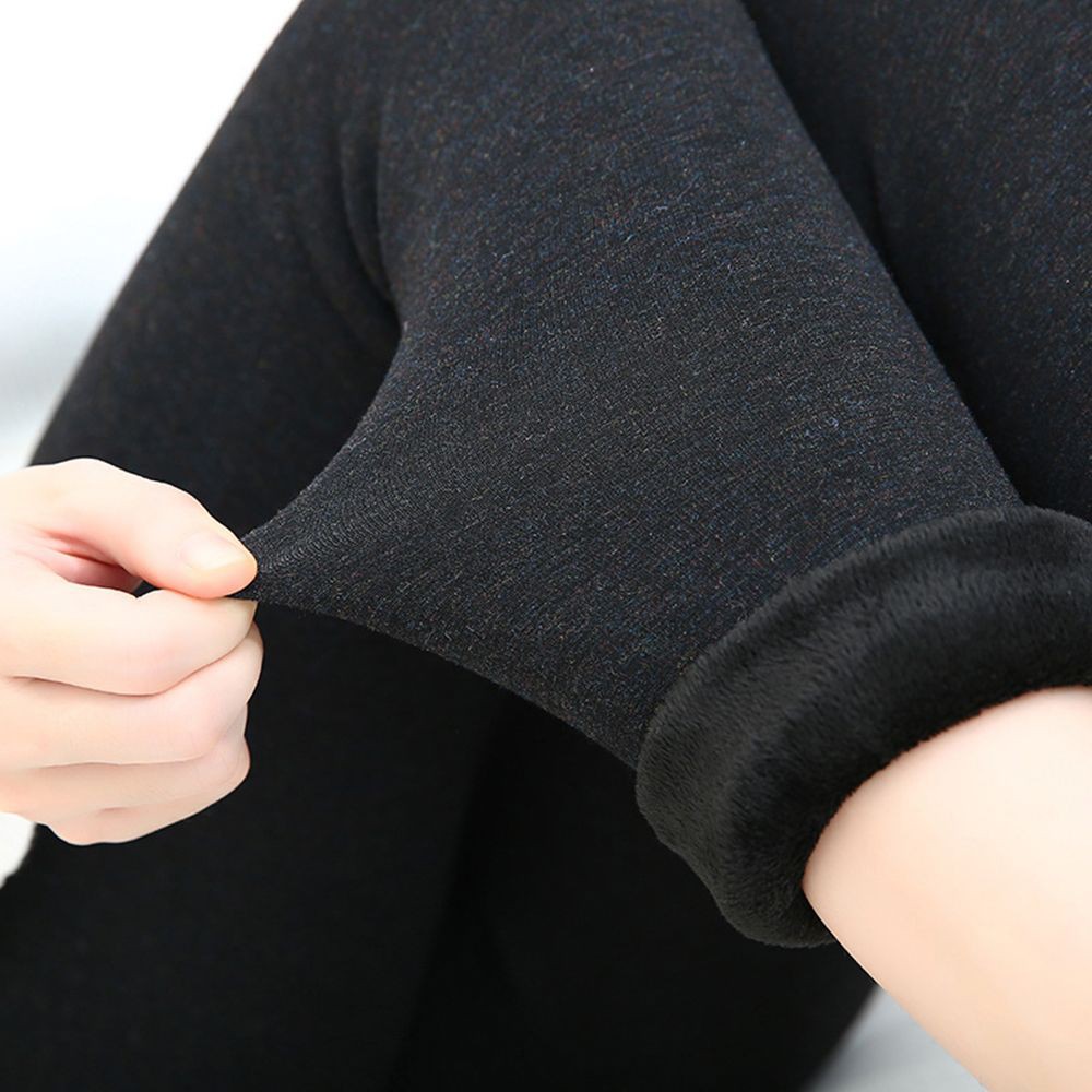 Quần legging màu trơn lót vải lông thời trang nữ