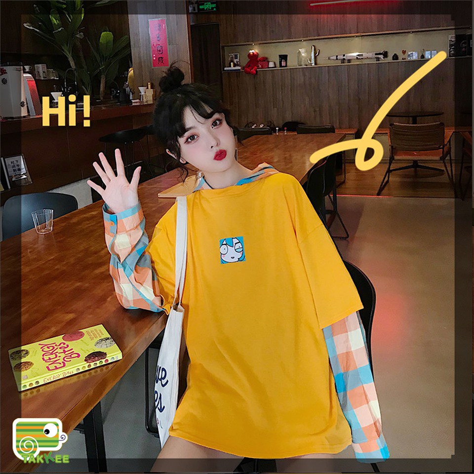 ÁO HOODIE NỈ DA CÁ NỮ TAY PHỐI MÀU KẺ HOT TREND
