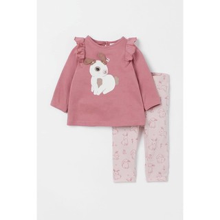 Set bộ nỉ thỏ hồng h&m cute cho bé