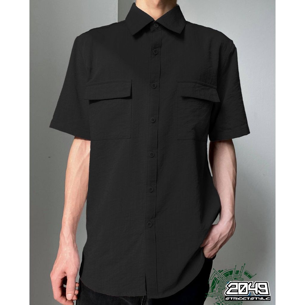 Áo Đũi Nam Sơ Mi Cổ Bẻ Dáng Cộc Tay Linen Basic Túi Hộp Trẻ Trung