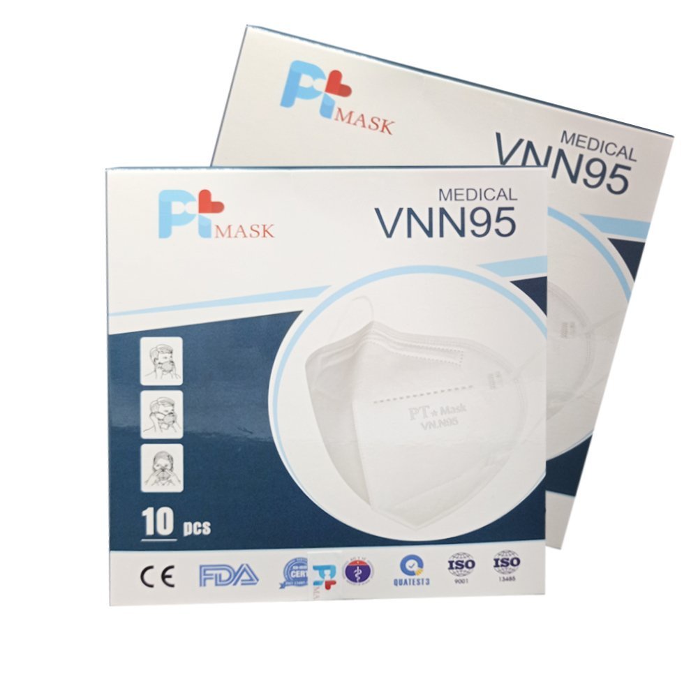 Khẩu Trang Y Tế PT MASK VNN95, Chống Bụi Siêu Mịn PM2.5, Màu Trắng (Một hộp gồm 10 cái)