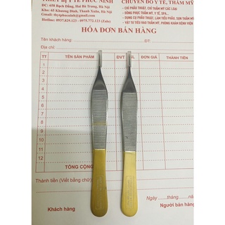 Nhíp gắp mỡ, gắp chỉ bản to có mấu chuôi vàng Đức