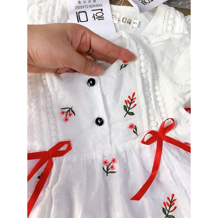 Set váy thô viền ren thêu hoa kèm quần chip