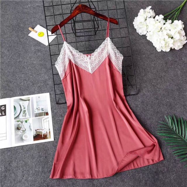 Váy lụa viền ren cao cấp đồ lót nữ đồ ngủ váy ngủ