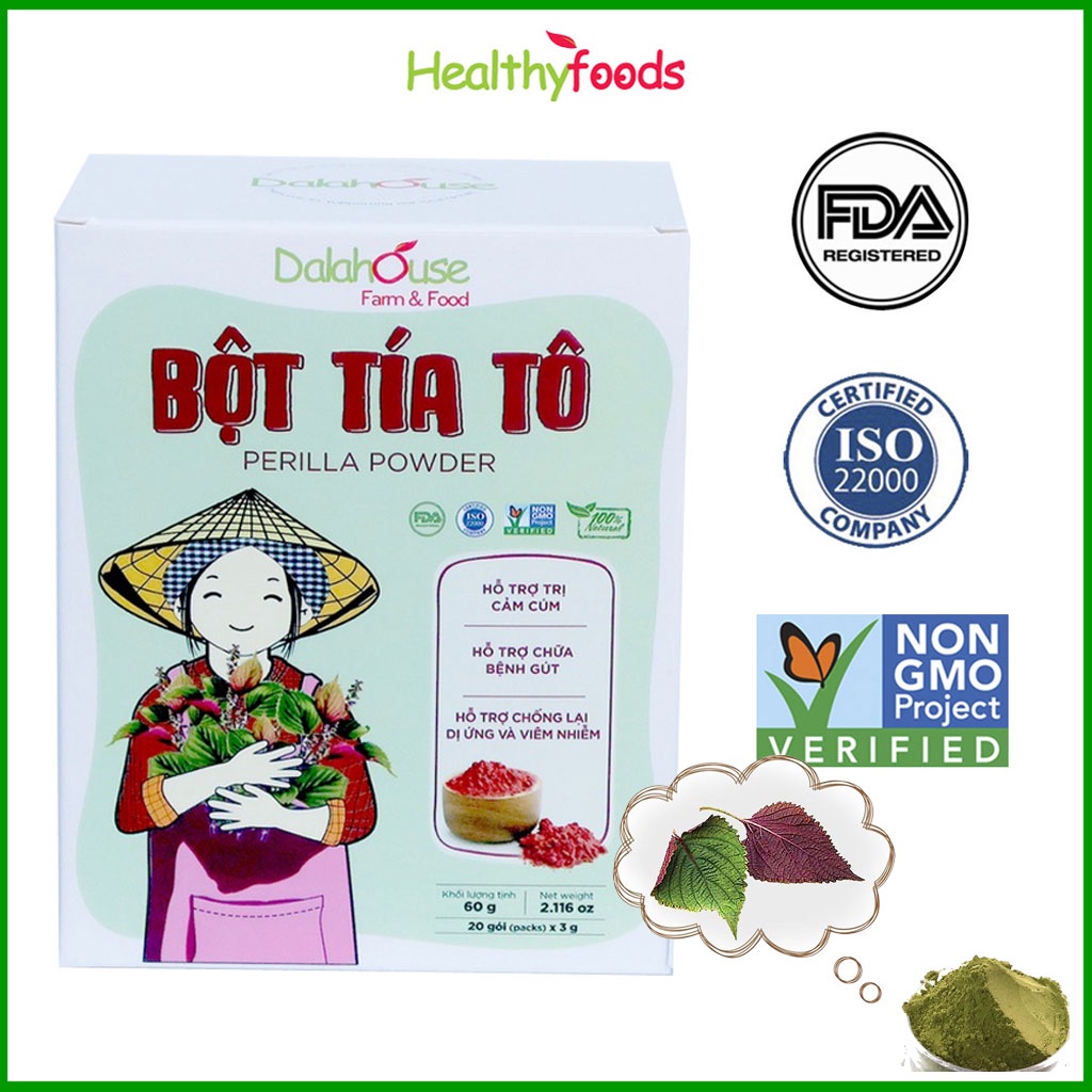 Bột tía tô sấy lạnh nguyên chất Dalahouse 60gr hỗ trợ hạ sốt thải độc làm sáng da, công nghệ sấy lạnh tiêu chuẩn Châu Âu