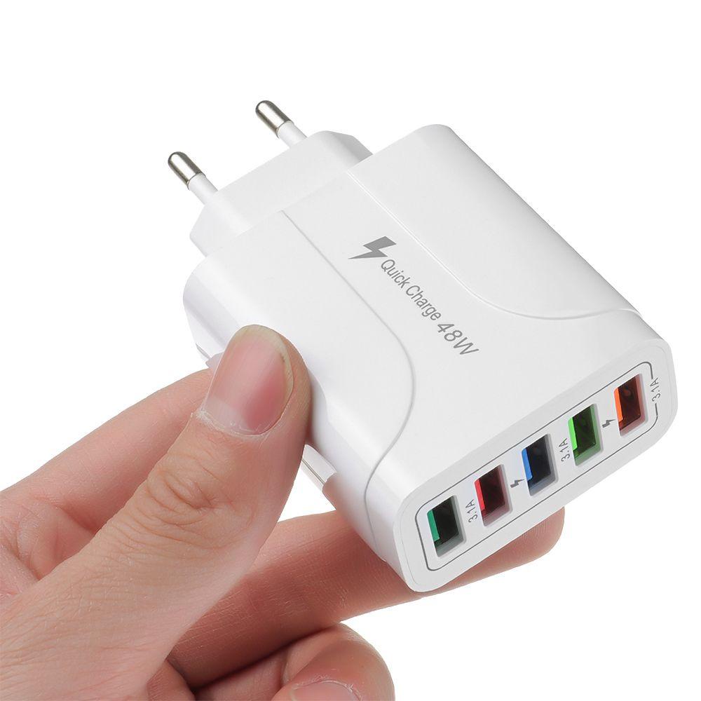Cục Sạc Nhanh Bằng Nhựa PD 5 Cổng Usb