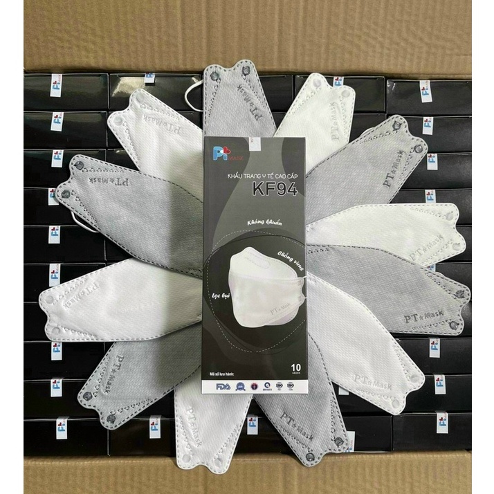 1 Thùng Khẩu Trang KF94 PT Mask Phương Tuyến Màu Trắng, Xanh, Xám, Đen (Thùng 50 Hộp = 500 Cái)