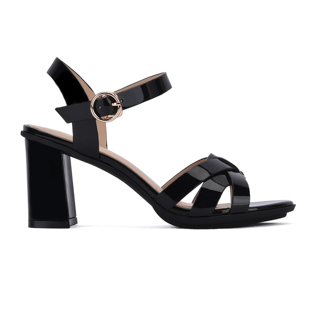 "TẶNG NGAY 30K khi theo dõi gian hàng "Giày Sandal nữ cao gót da bóng quai đan Đông Hải - S85L1(cao 7cm)