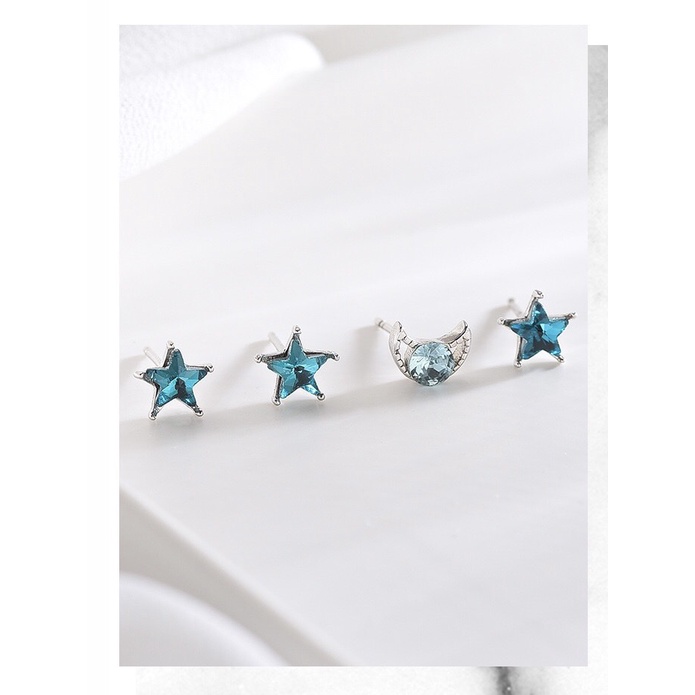 Bông Tai Nữ Bạc 925 Cao Cấp ERASHOP 074009 - Sao Xanh Nhỏ Gọn, Đơn Giản, Đeo Hằng Ngày, Đi Chơi, Siêu Rẻ Đẹp