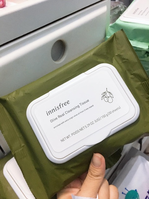 [Cam kết chính hãng] Khăn giấy tẩy trang Innisfree Olive Real Cleansing Tissue