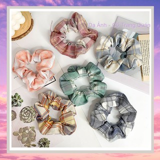 Scrunchies Caro Scrunchies Trơn Cột tóc Dây cột tóc Cột tóc vải Dây buộc tóc voan
