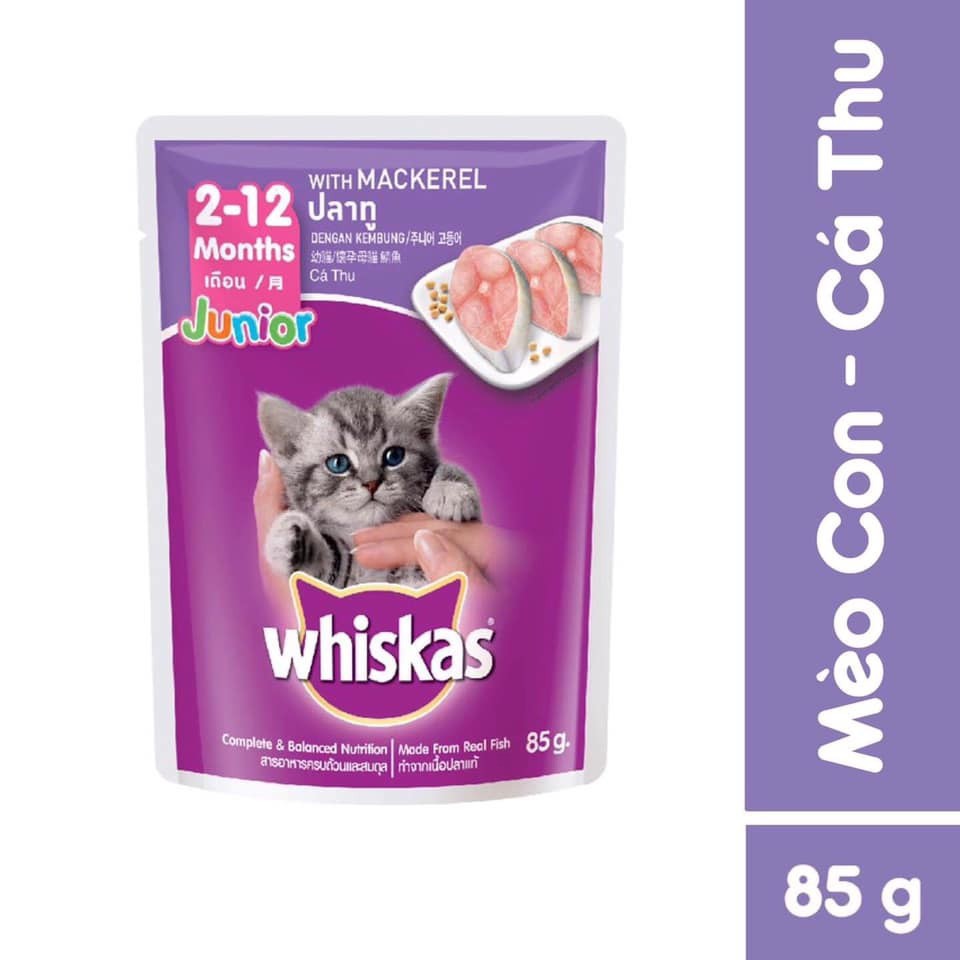 Thức ăn gói pate mèo Whiskas đủ vị 80g dành cho mèo mọi nứa tuổi