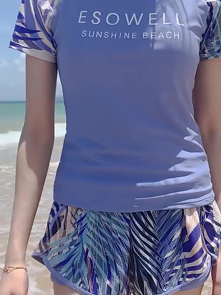 Bộ bơi 2 mảnh quần shorts áo tay ngắn, bikini áo tắm nữ chất liệu cao cấp, kháng khuẩn, chống tia UV | BigBuy360 - bigbuy360.vn