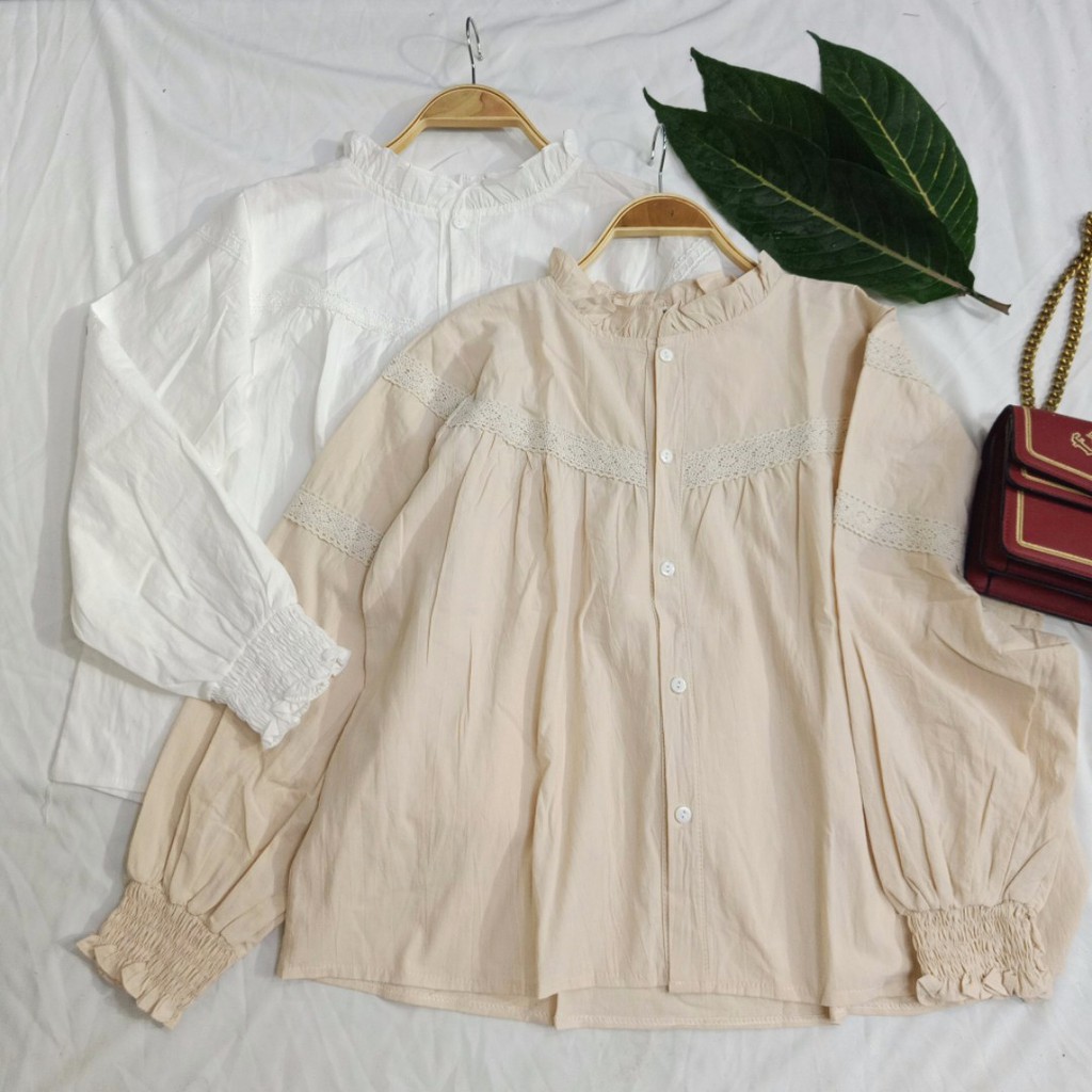 Áo babydoll cổ bèo tay chun tiểu thư Ulzzang (hàng QC) - Ảnh thật 1000% | BigBuy360 - bigbuy360.vn