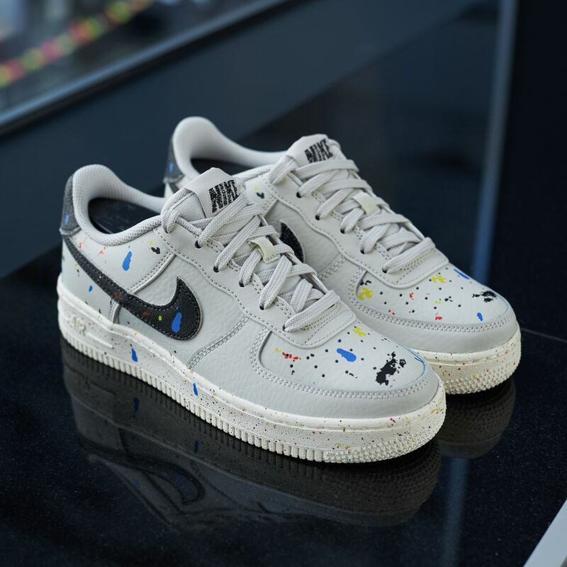 Giày Sneaker Air Force 1Hàng Chính Hãng Nike Air Force 1 LV8 3 Light Grey Paint Splatter [DJ2598 001] Simple Sneaker
