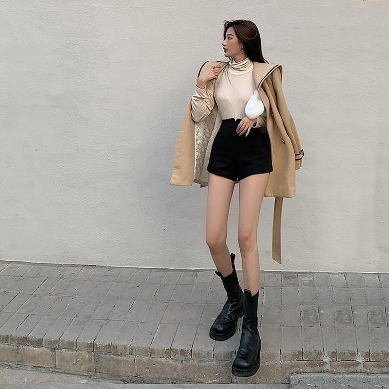 Quần short lưng cao màu trơn thời trang thu đông 2021 cho nữ