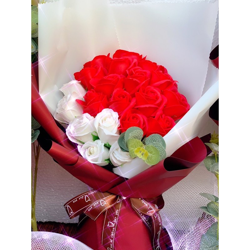 Bó hoa hồng sáp màu đỏ 20 bông (ảnh thật) siêu đẹp