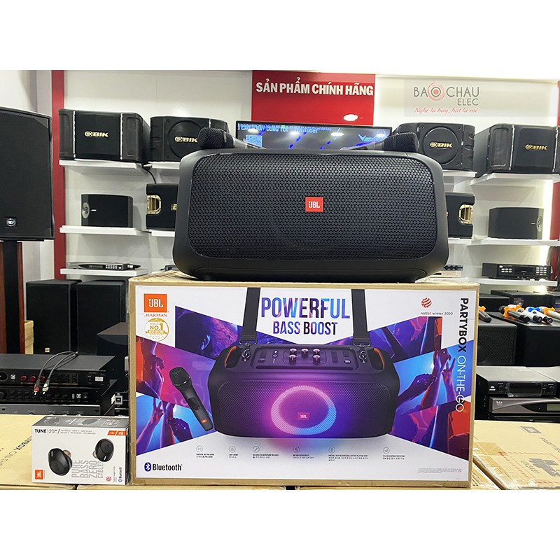 Loa bluetooth JBL Partybox On The Go tặng kèm 2 míc karaoke