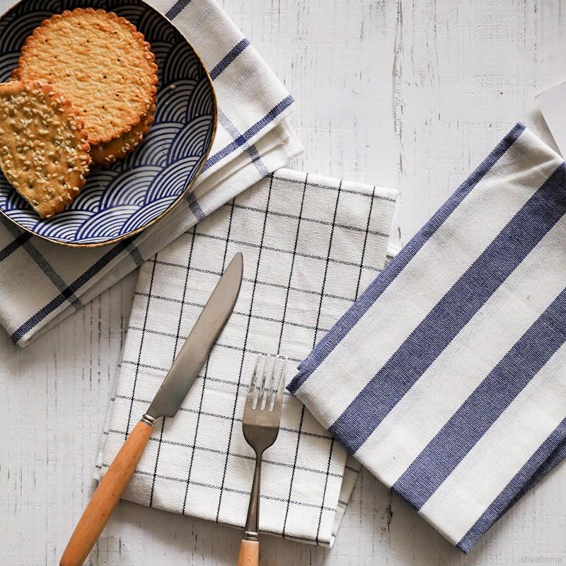 Set 2 khăn ăn vải cotton in họa tiết đơn giản xinh xắn kích thước 40x60cm