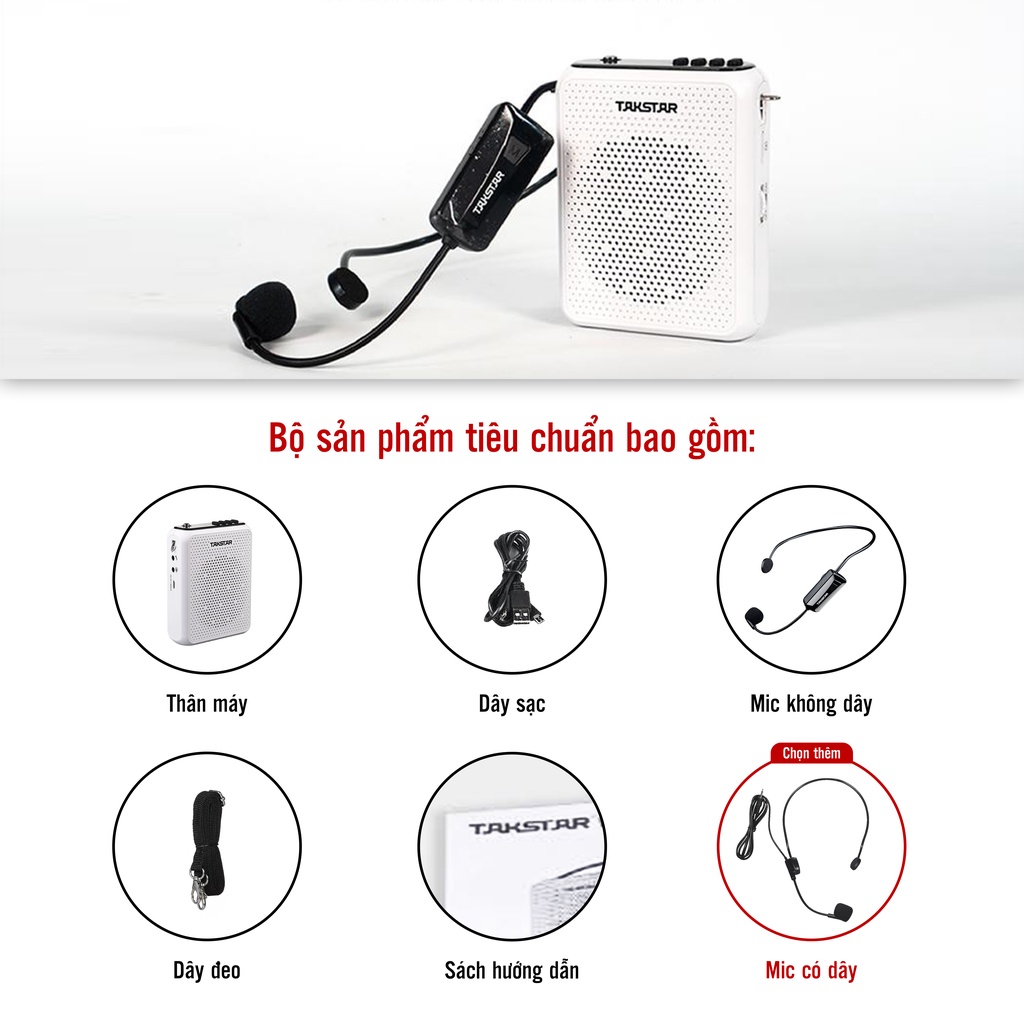 Máy Trợ Giảng Không Dây Takstar E300W Bluetooth Công Suất Loa Lớn 10W Chính Hãng Cao Cấp Bảo Hành 1 Năm
