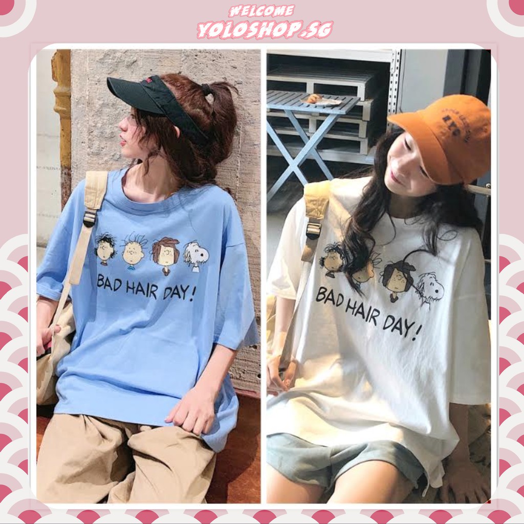 Áo thun tay lỡ 🥕 BAD HAIR DAY 🥕 phông Unisex nam nữ tee oversize form rộng pull Ulzzang Streetwear Hàn Quốc vải mềm
